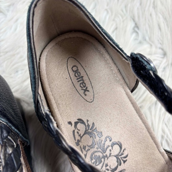 Aetrex Women's 10 Black Leather Mia Mary Jane Wedge Retro Feminine Classic - Picture 4 of 8